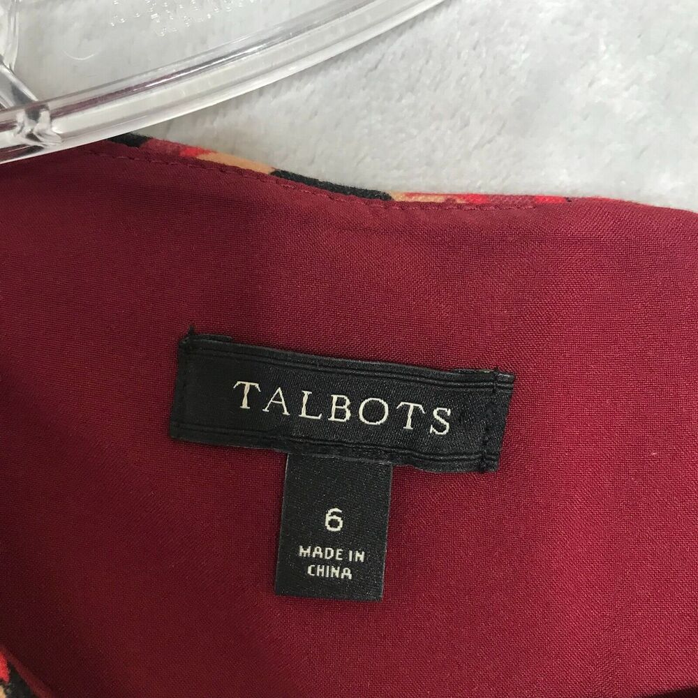 Talbots Dress Womens 6 Red Multicolor Ponte Knit Sheath Short Sleeve Stretch - Picture 4 of 8